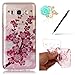 Produktbild Uposao Bling Soft Silikon TPU Hülle für Samsung Galaxy J5 (2016) Handyhülle Schutzhülle Etui Schale Schutz Backcover mit Crystal Bunt Strass Pflaumenbaum in voller Blüte Muster Design ,Eingabestift Stylus Pen, Blau Blumen Staub-Stecker