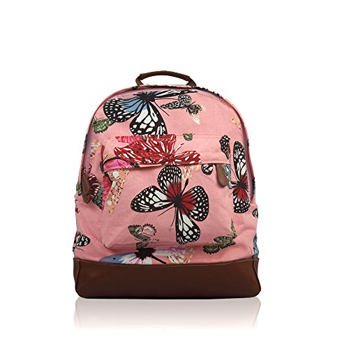 Preisvergleich Produktbild nwnk13 ® bedruckte Leinwand Rucksack Schule Uni Tasche Rucksack Reisen Umhängetasche, Butterfly Pink (Mehrfarbig) - xs48520