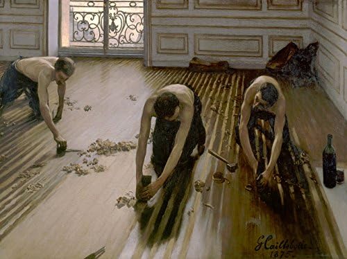 LuxHomeDecor Framework Print on MDF Wooden Panel Gustave Caillebotte The Floor Planer 100x75 CM Black Hem