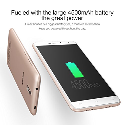 Cubot HAFURY UMAX (2017) Android 7.0 Nougat Smartphone ohne Vertrag 6 Zoll HD IPS Touch Dispaly mit 4500 mAh Akku, Dual SIM, 2GB Ram+16GB interner Speicher, 13MP Hauptkamera / 5MP Frontkamera, 2.5D gebogenes Kapazitiver Bildschirm, nutzbares GPS, Benachrichtigung LED, Gold