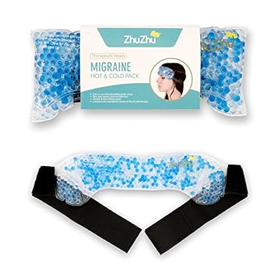 Zhu-Zhu Compresse de Gel Thérapeutique Chaud et Froid Migraines - Apaise les Migraines Douleur Sinus et Maux de Tête