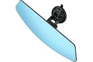 FM2018XSL Specchietto retrovisore auto antiriflesso per interno specchietti universali panoramico e grandangolare con ventosa per auto furgone camion RV. (blu e convesso trapezoide, 318mm)