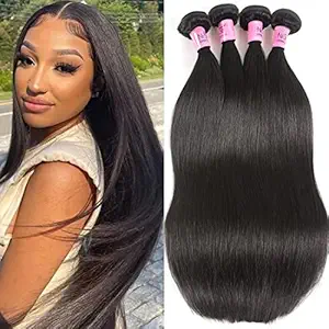 UNICE Hair 10A Malaysian Straight Human Hair 3 Bundles Unprocessed Virgin Human Hair Weave Extensions (10 12 14 inch)
