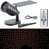 Laserklasse II: max. 1 mW Ausgangsleistung, Wellenlänge: 532 - 650 nm • Integriertes, polykristallines Solar-Panel: 2 Watt, 6 Volt • Bequeme Bedienung per IR-Fernbedienung: Farbe, Blink-Geschwindigkeit, Bewegungs-Geschwindigkeit, Timer, Ein/Aus, Reset • Leistungsaufnahme: 4 Watt • Maße (ohne Erdspieß und Wandhalterung, Ø x L): 87 x 160 mm, Gewicht: 420 g