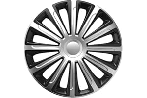 X ONE DISTRIBUZIONE ACCESSORI PER AUTO COPRICERCHI COPRI RUOTA COPPE PLATTO' UNIVERSALI ADATTABILI VERSACO TREND SILVER BLACK (15)