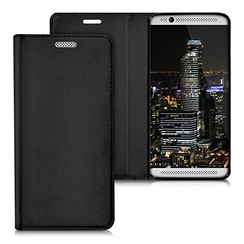kwmobile Funda para ZTE Axon 7 Mini - Carcasa para m  vil de  Cuero sint  tico  - Case  Plegable  en  Negro 