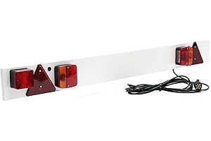 WilTec Rampe d’éclairage pour Remorque 7 Broches – Largeur 137 cm & Câble de 6 m – avec Feux arrière Feu Stop, Clignotants, etc. – Plaque de signalisation Voiture routière