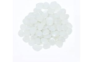 XIANSINI 200Pcs Glow in the Dark Pebbles White – 1cm Luminous Garden Stones, Mini Glow Rocks for Fish Tank, Plant Pots, DIY Decor, Pathway & Outdoor Gravel Decoration (White, 105g)
