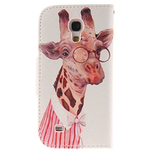 Samsung Galaxy S4 Mini Hülle, BoxTii® Schutzhülle + Frei Hartglas Displayschutzfolie, PU Leder Hülle mit Kartenfächern Magnetverschluss und Ständer Funktion für Samsung Galaxy S4 Mini, Kratzfeste Weiche Lederhülle Flip Wallet Ledertasche Wickelfalz Handyhülle mit Silikon Rückschale Case Cover für Samsung Galaxy S4 Mini (#6 Giraffe) - 2