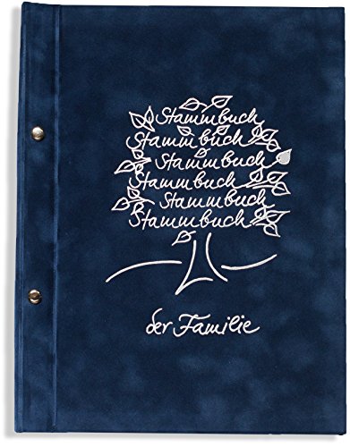A4 Stammbuch der Familie -Lile-, dunkelblau, silberne Stammbaumprägung, incl. Folien, Stammbücher, Familienbuch, Buch der Familie, Familienstammbuch, Familienstammbücher, Din A4