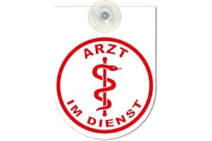 HSK Hinweisschild f. Rückspiegel im Auto - ARZT IM DIENST - Gr. 10x13cm - 308045/1 weiß incl. Saugnapf