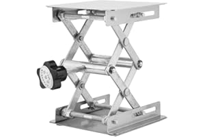 VIAGASAFAMIDO Table élévatrice de laboratoire, 100 * 100 mm en acier inoxydable Laboratoire Plate-forme de levage Support Rack Ciseaux Lab-Lift Lifter Contrôle manuel pour régler la hauteur de l'instrument pour phy