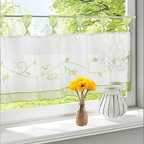 Sundlight Window Screening Vorhang Polyester Fenster Vorhang für Küche Wohnzimmer Schlafzimmer-Grün A