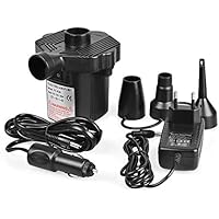 Chenci Pompa Elettrica, Piccola Gonfiatore Air Pump Materasso Gonfiabile/Campeggio/ Cuscino/Letto/ Barca/Anello Nuotata/Gommone Giocattoli Compressore Elettrico Gonfiando Sgonfiando 3 Ugelli Nero