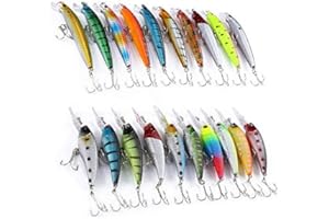 Trayosin Wobbler - Set di 20 esche artificiali da pesca per luccio, trote, etc.