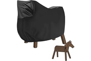 BLUHEN Housse de protection pour cheval en bois - 130 x 140 x 100 cm - Noir - Bâche pour cheval en bois - Tissu Oxford - Imperméable - Accessoire pour cheval de jardin
