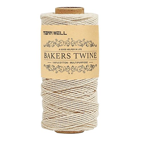 Tenn Well Bäcker Bindfäden, 3-lagig Baumwoll-Garn für die Küche, lebensmittelunbedenklich. Ideal zum Verschnüren, geeignet für Geflügel, Würstchen, Heimarbeiten, Basteln und Dekorieren (Weiß, 100m) - 4