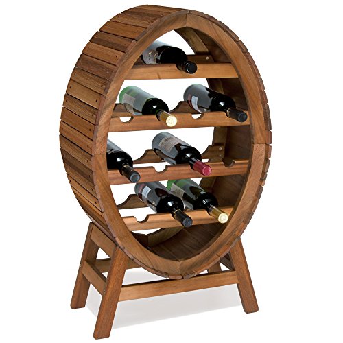 Weinregal für 12 Flaschen aus Holz im stilvollem Design Weinständer Weinfass Flaschenregal Fass Flaschenständer