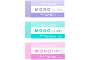 Tombow MONO colors suddgummi set om 3, plast, ftalat- och latexfri, 19 g, för skola, kontor och för ritning