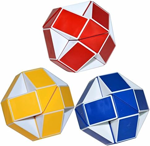 LSMY 3D Ruler 24 Packs Twist Toy, Magic Snake Puzzle Kids Game Stickerless White/Blue,Red,Yellow