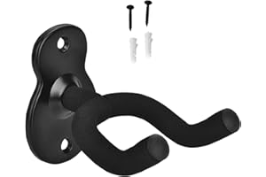 KOAHDE Support Mural pour Guitare,Support Guitare Mural Noir Accroche,Mural Stand Guitare Pied,Crochet de Guitare pour All Guitares,Support de Guitare avec Eponge de Protection,Accessoire Guitare Bois