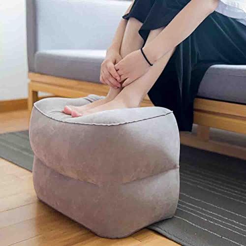 XIAOYA Inflatable Travel Foot Rest Pillow PVC Flocking Travel Long Journey Foot Mat Rest Supplies Suitable For Airplanes, Cars, Buses, Trains, Office, Home, Camping,Gray,M
