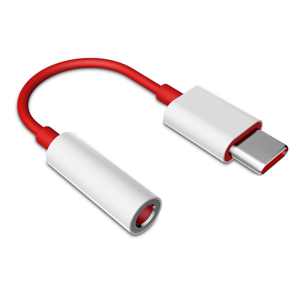 JGD PRODUCTS Dash USB C Audio Adapter, Type C to 3.5 mm Headphone Jack Connector Cable Compatible with All Type C Smartphones (Red)