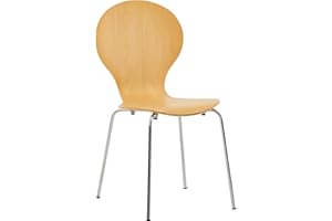 ‎CLP CLP Stapelstuhl Diego I Komfortabler Esszimmerstuhl I Metallgestell, Holzsitz I Ergonomisches Design I Platzsparend In Esszimmer Und Küche, Farbe:Natur