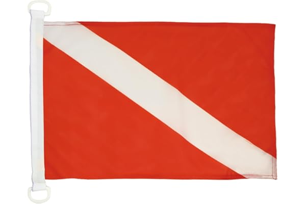 AZ FLAG - Drapeau Pavillon de plongée sous-marine - 45x30 cm - Pavillon Nautique Pavillon Rouge Spécial Bateau Et Extérieur En Maille Bloquée Avec Anneaux Plastiques Intégrés - 30g