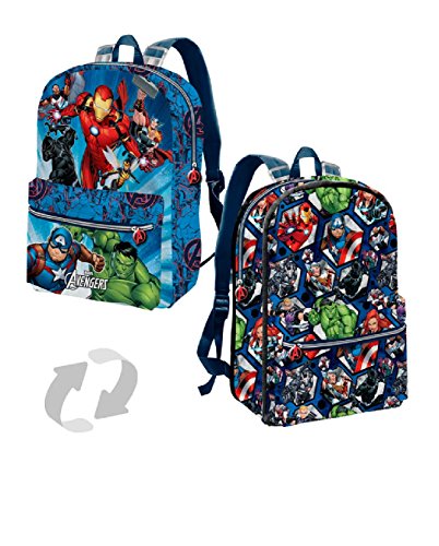 Karactermania The Avengers Powerful-Reversible 2-in-1 Backpack (Small) Sac à Dos Enfants, 31 cm, 7.5 liters, Bleu (Blue)
