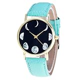 Juliyues Damen Herren Armbanduhr Leder,Watch Moon Pattern Uhr Geschäfts Uhren mit Lederarmband Fashion Analog Quarz Armbanduhren