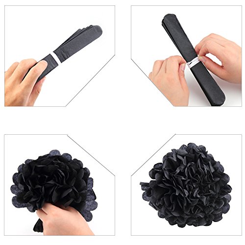 skylove schwarz gold Party Deko Party Decor Seidenpapier Pom Pom Quaste Girlande Polka Dot Tissue Poms Papier Girlande für Hochzeit Baby Dusche Dekoration Bridal Dusche Blau ersten Geburtstag - 6