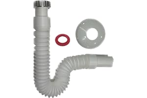 GO PLAST Tubo di scarico flessibile, 1 1/4" x 32 mm,rosone, guarnizione, allungabile da 320-880 mm