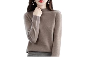 EARNMORE Suéteres de Cachemira para Las Mujeres, Jersey de Cachemira Suave, Cuello Redondo Jersey Caliente, Medio Cuello Alto suéteres de Manga