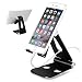 Produktbild Handy Ständer, Wuloo iPhone Halterungen Handy Halter Ständer, Handyhalterung, falttür einstellbare Aluminium-Smartphone / Tablet-Stand Halter für iPhone 6/6S/7 Plus/8, iPad, Samsung Galaxy S7 S6 S8, Note 6 5, LG, Sony, iPad Pro, iPad Air, E-readers, Universal Multi-Angle Dock Portable Cradle - Schwarz