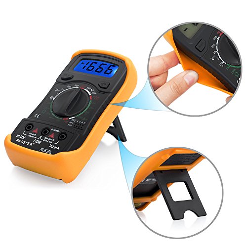 Proster Digitaler Multimeter mini digitaler Mulitmeter Manueller Bereich Voltmeter Ammeter Ohmmeter DMM DC Strom Spannung Widerstand Diode Durchgang mit Buzzer, LCD Hintergrundbeleuchtung und Batterietestfunktion für Schule, Labor, Fabrik usw. - 4