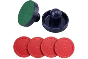 MOVKZACV Ensemble de Air Hockey, mini poussoirs de Air Hockey, excellents poignées de but, accessoires (2 x poussoirs de hockey, 2 x feutre, 4 x palettes)
