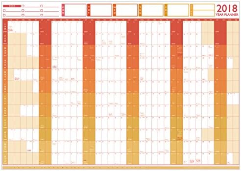 2018 Large Year Wall Chart and Holiday Planner (Red)