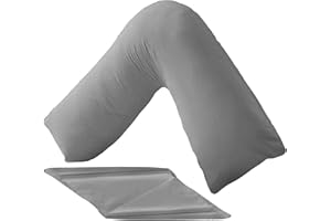SYSN V Shaped Triangle Pillow With Cover, Orthopaedic Maternity Extra Filled With Virgin Fibre For Neck And Back Support (Grey)