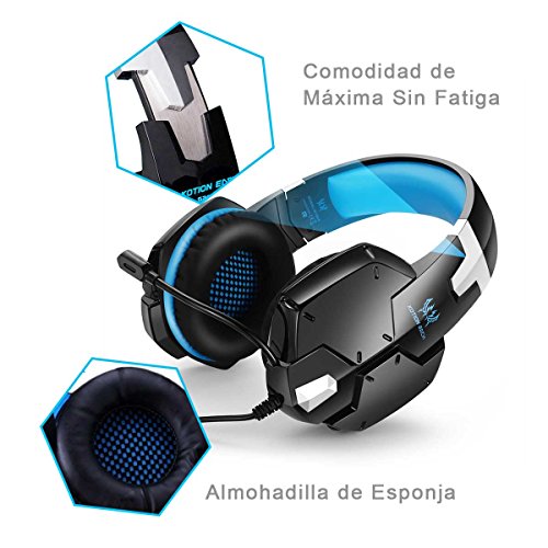 EasySMX G1200 Auriculares para PS4  Cascos con Micr  fono Ajustable y Control de Volumen y una Tecla Mute Compatible con PS4  PC Laptop  M  vil Pad  Azul  para Jugadores