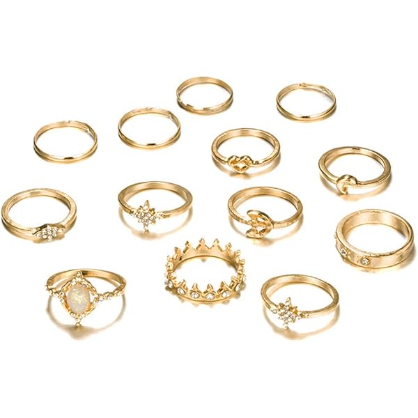 Set Di 13 Anelli Bohémien Retrò Per Donna | Gioielli Nocche Misti In Alluminio | Regalo Originale Per Compleanno, Natale E Feste Per Ragazze E Teen - 6