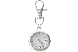 ibasenice Reloj de Bolsillo de Cuarzo Reloj con Clip para Enfermera con Llavero de Bolsillo Plateado de Solapa para Enfermera de o Colgante para Médico de