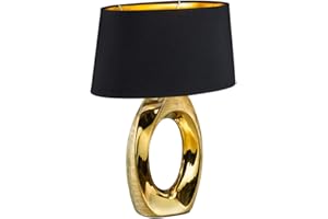 RL LIVE YOUR LIGHT Reality Leuchten Taba R50521079 lampa stołowa, ceramika, abażur z tkaniny czarny/złoty, wysokość 52 cm