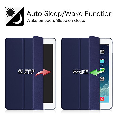 Fintie iPad Air 2 Hülle Case – Ultra Slim Superleicht Schutzhülle mit Lichtdurchlässig Rückseite Abdeckung Smart Cover Tasche mit Auto Schlaf / Wach und Standfunktion für Apple iPad Air 2 / iPad 6, Marineblau - 5