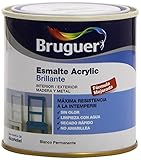 Limpieza con agua Bruguer 5160638 - Esmalte acrílico brillante BLANCO PERMANENTE