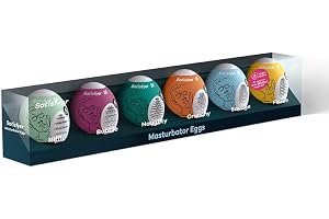 Satisfyer onaniägg, Struktur Riffle, hydroaktiv TPE, inget glidmedel krävs, för engångsbruk, Stil: 6x Set