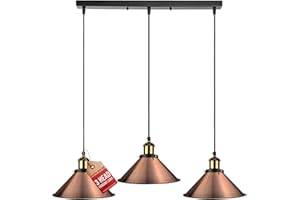 LEDSONE Vintage metal 3 głowice lampa wisząca przemysłowa miedziana abażur, wisząca lampa sufitowa E27 mocowanie uchwytu