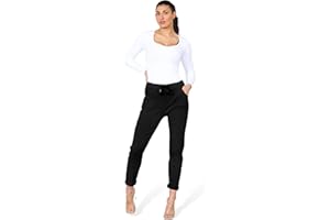 Faozo® Women's Plain Magic Italian Trousers - Ladies Summer Yoga Pants Active Casual Stretchy Joggers Pant Plus Size 10-20