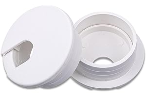 Prasacco 2 przepusty kablowe na biurko, 35 mm, przepust kablowy, biała osłona otworów na biurko z tworzywa sztucznego, na stół komputerowy, stół roboczy, stół do zabawy, 2 sztuki