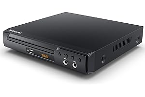 HANLIM Mini DVD-Player Scart Kompakter CD-Player Regionsfreier HDMI DVD/CD/VCD-Player für TV, USB, 2 Mikrofonschnittstelle, HDMI/AV Kabel, integriertem PAL/NTSC TV System Metallgehäuse
